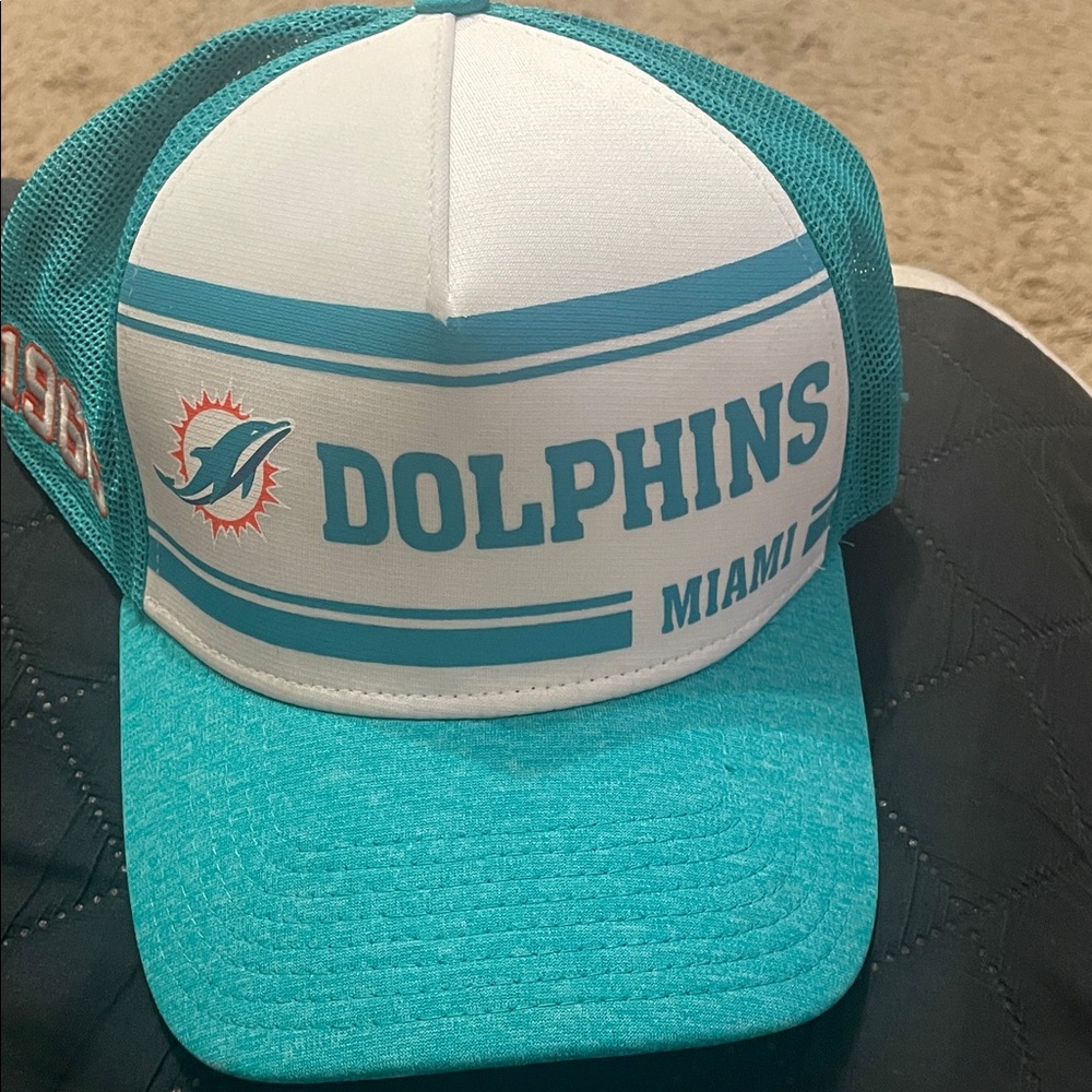 Teal and White Miami Dolphins Cap with 1966 Embroidery